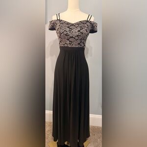 Morgan & Co. Black and Gray Floral Lace Maxi Skirt